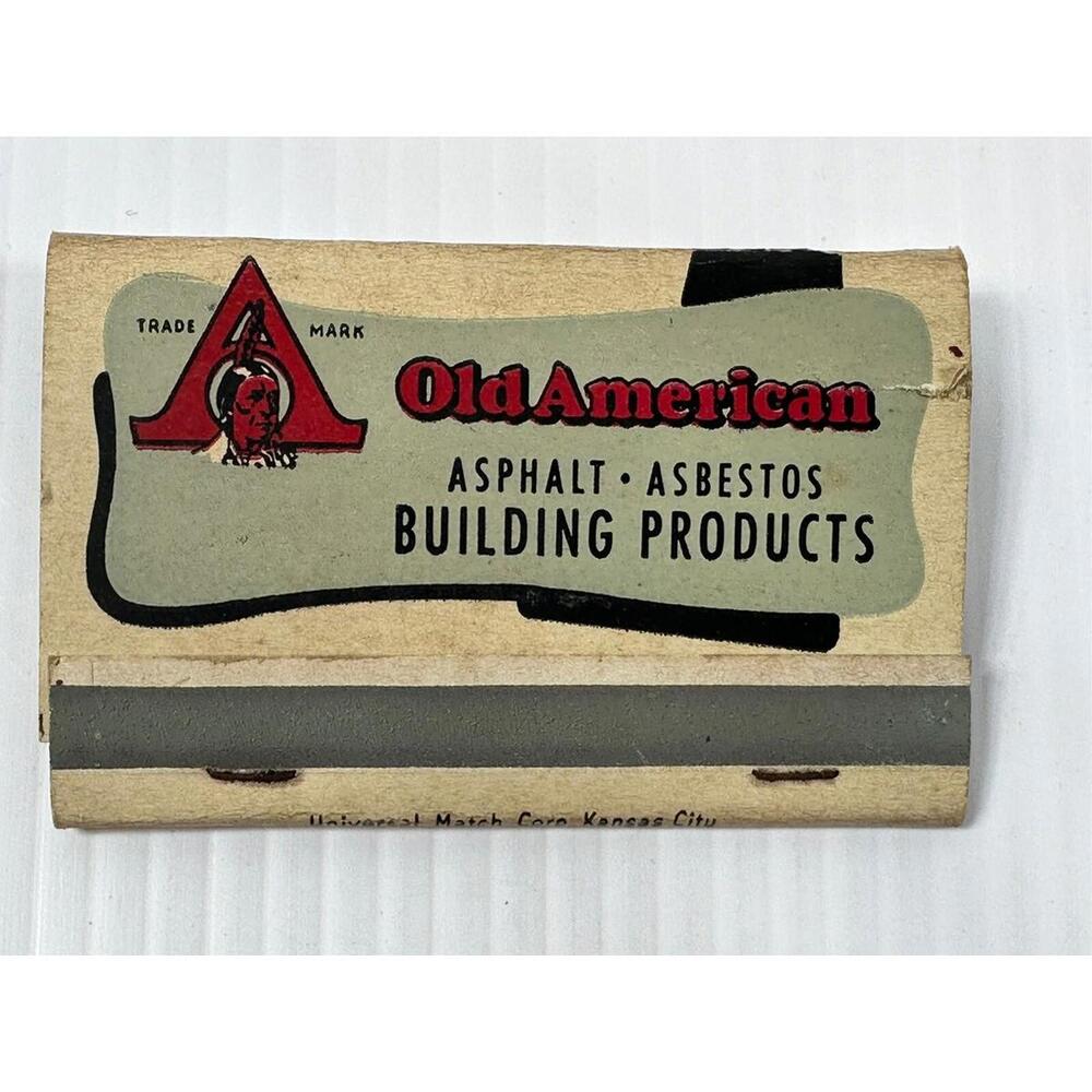 Old American Asphalt Building Products Wide Advertising Matchbook Cover SA9-M7